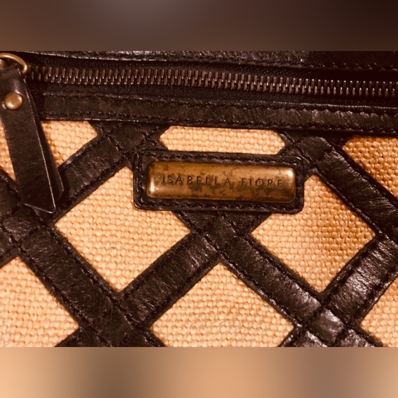 Isabella Fiore Star Safari Tula Crisscross Lattice Tan Black Bead Purse Handbag - Picture 12 of 12